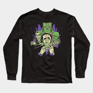 Vintage Classic Horror Monsters // Retro Halloween Mummy Frankenstein Vampire Werewolf Zombie Long Sleeve T-Shirt